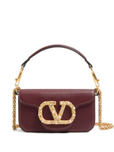 Valentino Garavani Locò Small Calfskin Shoulder Bag with Jewel Logo Bordeaux