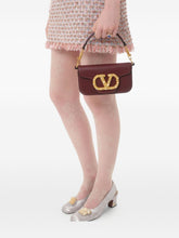 Valentino Garavani Locò Small Calfskin Shoulder Bag with Jewel Logo Bordeaux