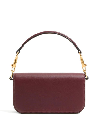 Valentino Garavani Locò Small Calfskin Shoulder Bag with Jewel Logo Bordeaux