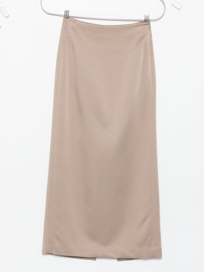 Brunello Cucinelli High-Rise Satin Long Skirt Dove Grey