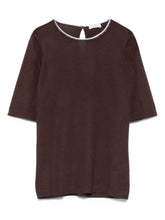 Brunello Cucinelli Crew Neck Short-Sleeve Cashmere and Silk Sweater Brown Brown