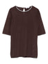 Brunello Cucinelli Crew Neck Short-Sleeve Cashmere and Silk Sweater Brown Brown