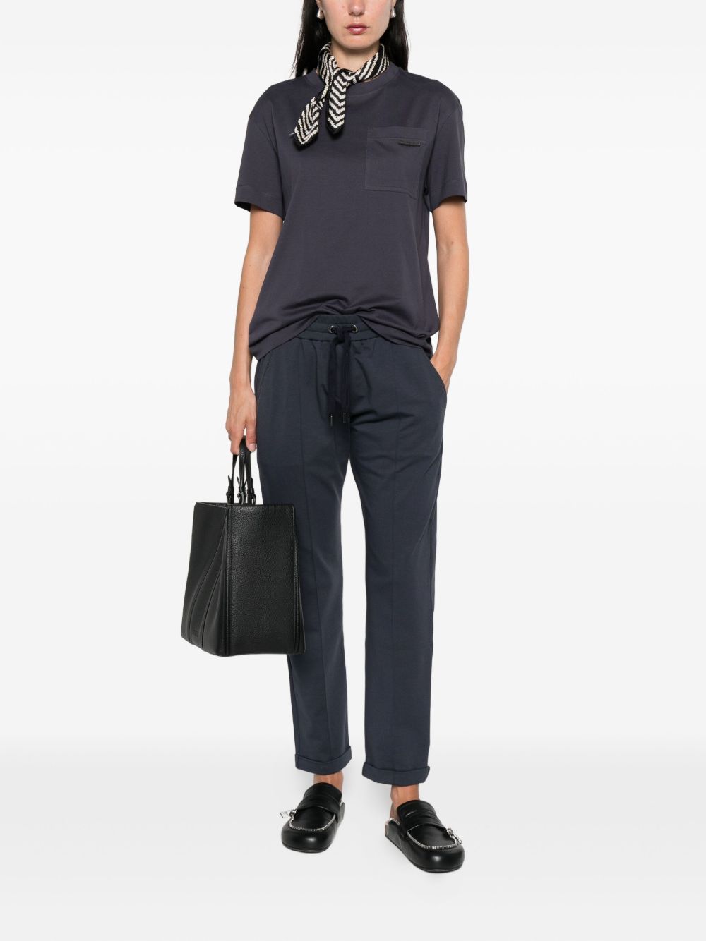 Brunello Cucinelli Cotton Patch Pocket T-Shirt Midnight Blue Blue