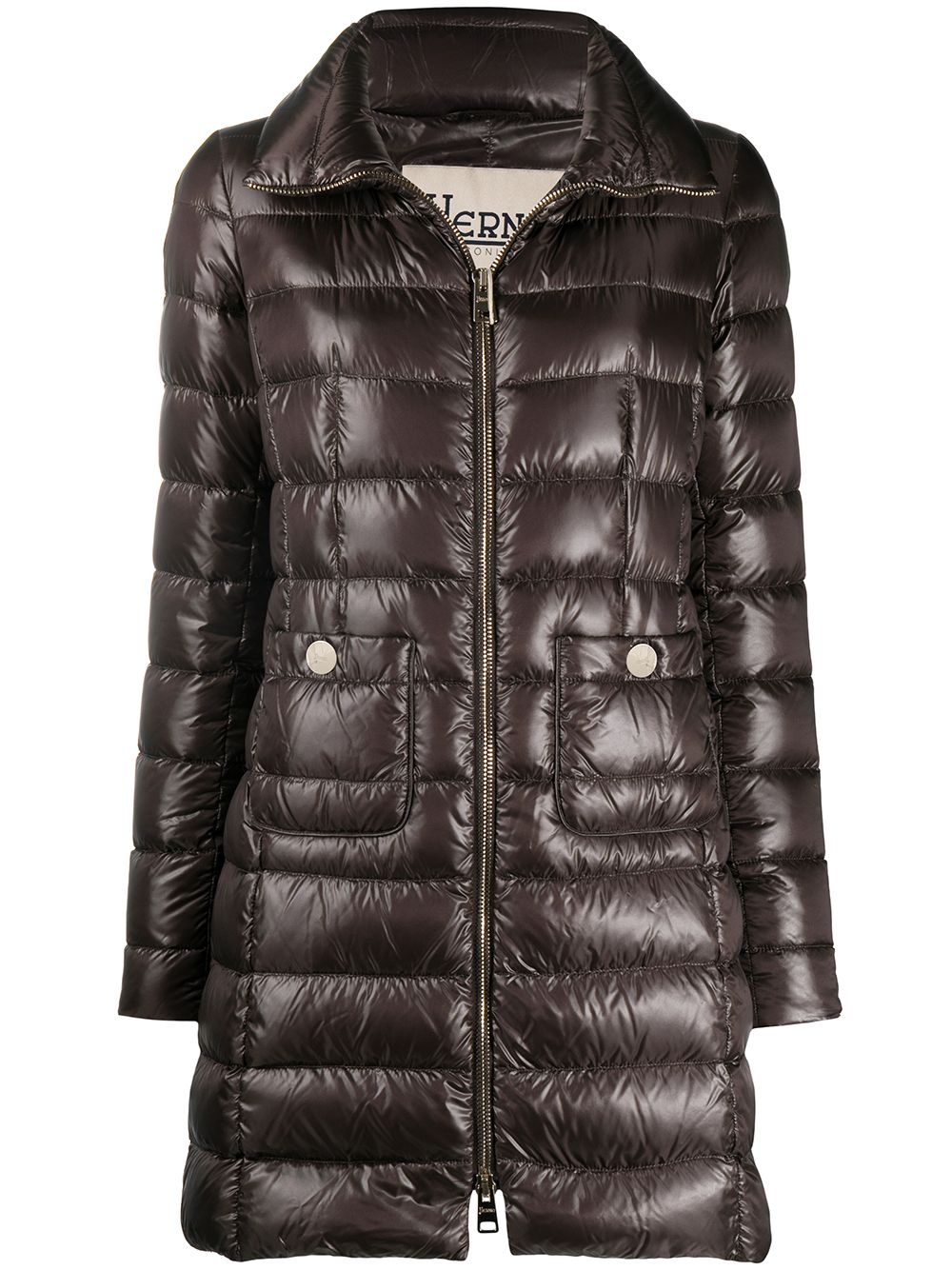 Herno Quilted Goose Down Midi Jacket Brown brown