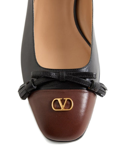 Valentino Garavani Flat Leather Ballet Shoes with Tassel Black Black