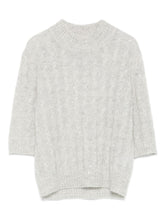 Brunello Cucinelli High Neck Short Sleeve Wool Knitted Sweater Grey Grey