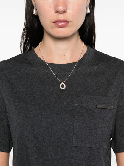 Brunello Cucinelli Charcoal Grey Cotton Patch Pocket T-Shirt Grey