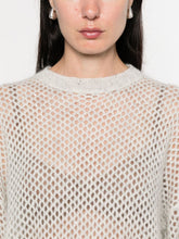Brunello Cucinelli Light Grey Wool Mesh Long-Sleeve Sweater Grey