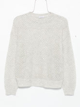 Brunello Cucinelli Light Grey Wool Mesh Long-Sleeve Sweater Grey