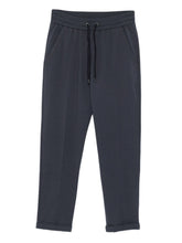 Brunello Cucinelli Navy Cotton Drawstring Waist Trousers Blue