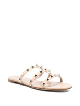 Valentino Garavani Rockstud Three-Strap Fuchsia Silk and Nylon Sandals fuchsia