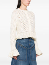 Chloè Wool and Silk Cardigan with Ruffled Cuffs White
