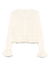 Chloè Wool and Silk Cardigan with Ruffled Cuffs White
