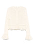 Chloè Wool and Silk Cardigan with Ruffled Cuffs White