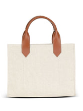 Balmain B-Army Small Canvas Tote Bag Leather Brown