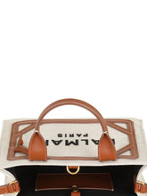 Balmain B-Army Small Canvas Tote Bag Leather Brown