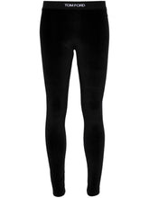 Tom Ford Velvet Logo-Waistband Stretch Leggings Black