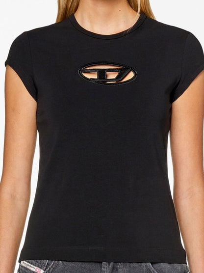 Diesel Cut-Out Stretch-Cotton T-Angie T-Shirt Black black