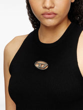 Diesel Fine Ribbed Sleeveless Oval-D Tank Top Black