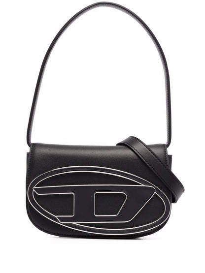 Diesel 1DR Calf Leather Shoulder Bag Black