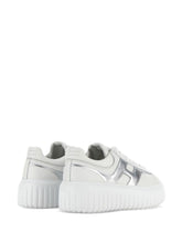 Hogan Pre H-Stripes Metallic Leather Flatform Sneakers Silver