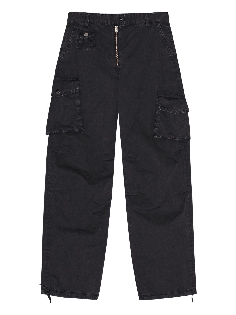 Ganni Silk &amp; Nylon Organic Cotton Cargo Trousers Grey