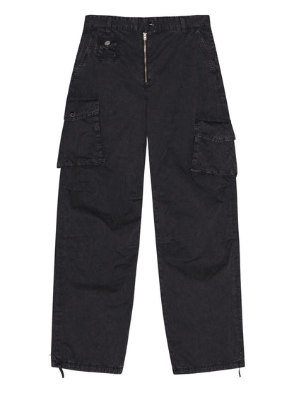 Ganni Silk &amp; Nylon Organic Cotton Cargo Trousers Grey