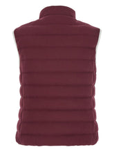 Brunello Cucinelli Quilted High-Neck Cotton Logo Vest Bordeaux