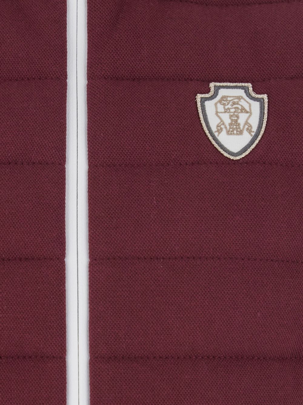 Brunello Cucinelli Quilted High-Neck Cotton Logo Vest Bordeaux