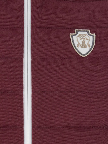Brunello Cucinelli Quilted High-Neck Cotton Logo Vest Bordeaux