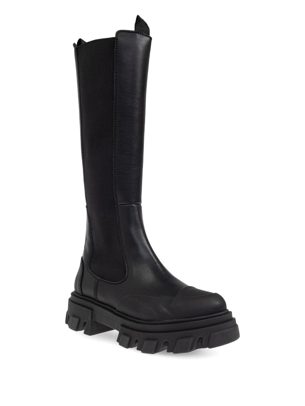 Ganni Chelsea High Leather and Nylon Boots Black