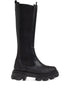 Ganni Chelsea High Leather and Nylon Boots Black