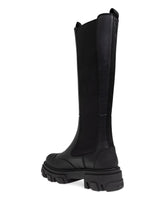 Ganni Chelsea High Leather and Nylon Boots Black