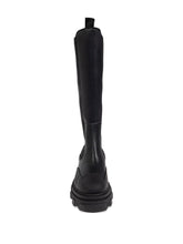Ganni Chelsea High Leather and Nylon Boots Black