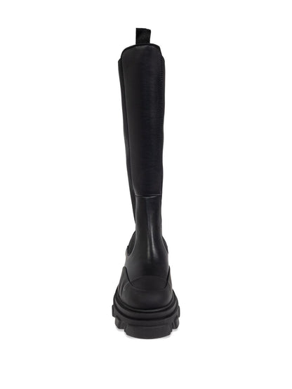 Ganni Chelsea High Leather and Nylon Boots Black
