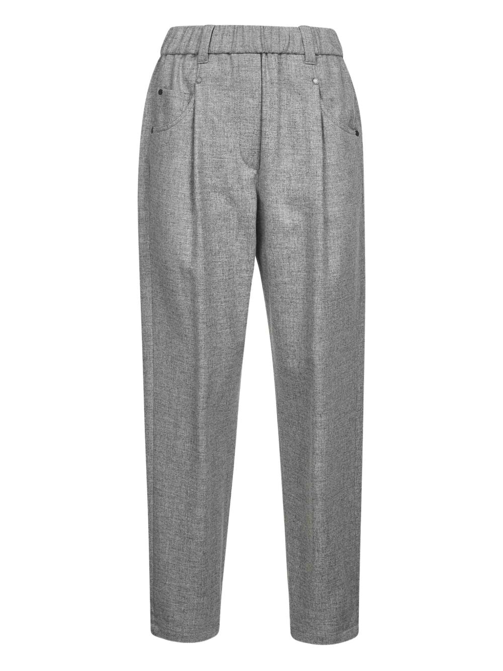 Brunello Cucinelli Wool-Cashmere Pleated Trousers Light Grey