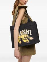 Ganni Large Organic Cotton & Silk Tote Bag Black