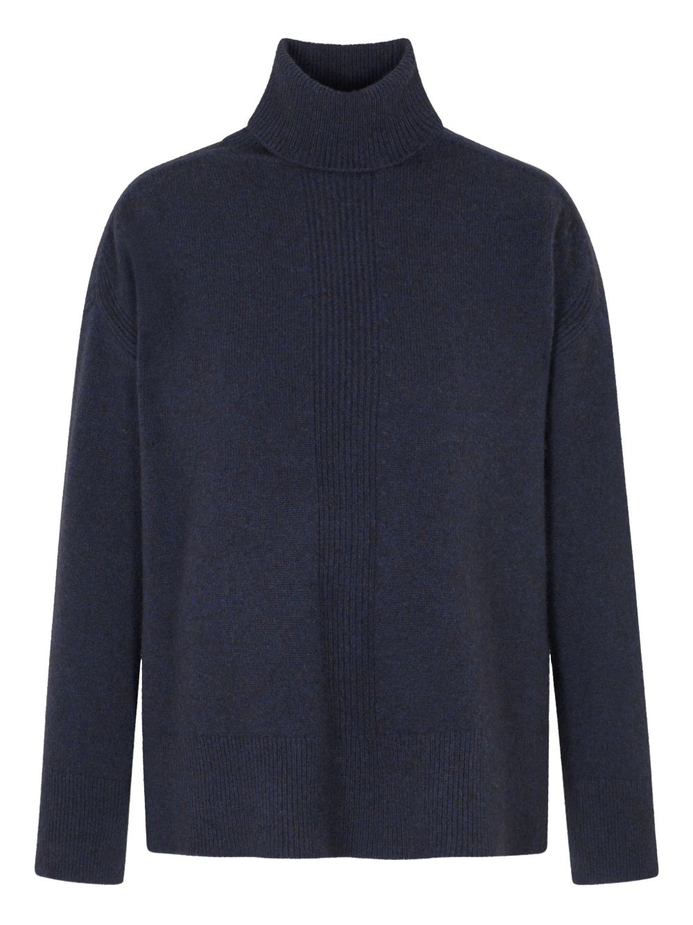 Emporio Armani Roll-Neck Ribbed Wool-Blend Sweater Blue