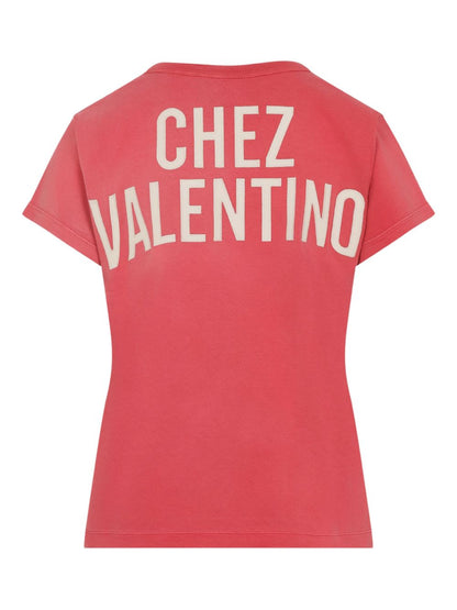 Valentino Light Printed Cotton T-Shirt Red