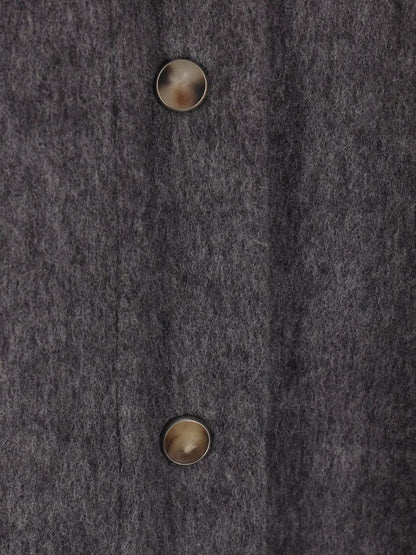 Brunello Cucinelli Virgin Wool Grey Shirt with Horn Buttons and Long Sleeves Grey
