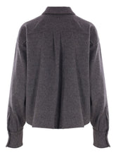 Brunello Cucinelli Virgin Wool Grey Shirt with Horn Buttons and Long Sleeves Grey