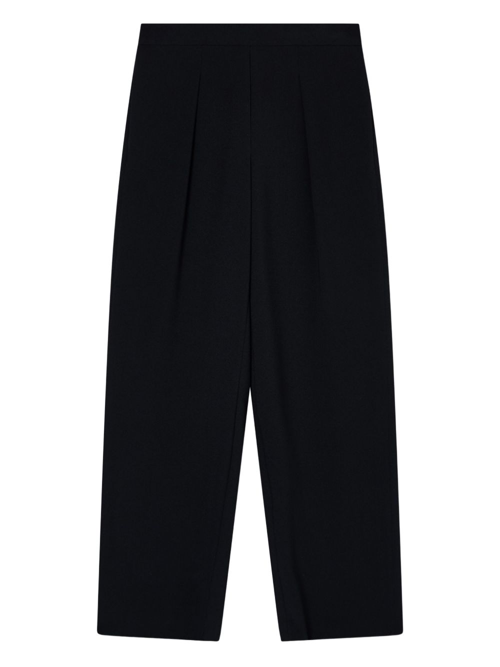 Emporio Armani High-Waist Pleated Straight-Leg Trousers Black