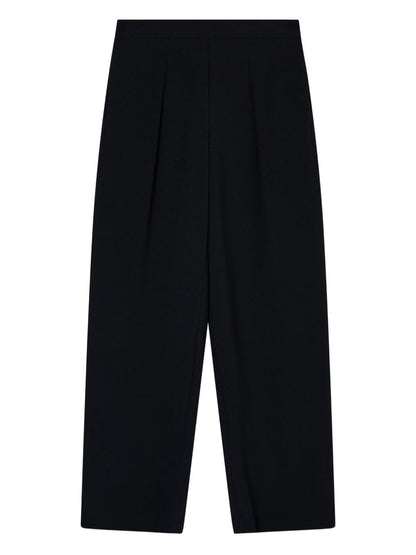 Emporio Armani High-Waist Pleated Straight-Leg Trousers Black