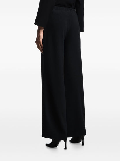 Emporio Armani High-Waist Pleated Straight-Leg Trousers Black