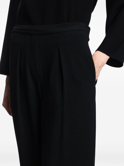Emporio Armani High-Waist Pleated Straight-Leg Trousers Black