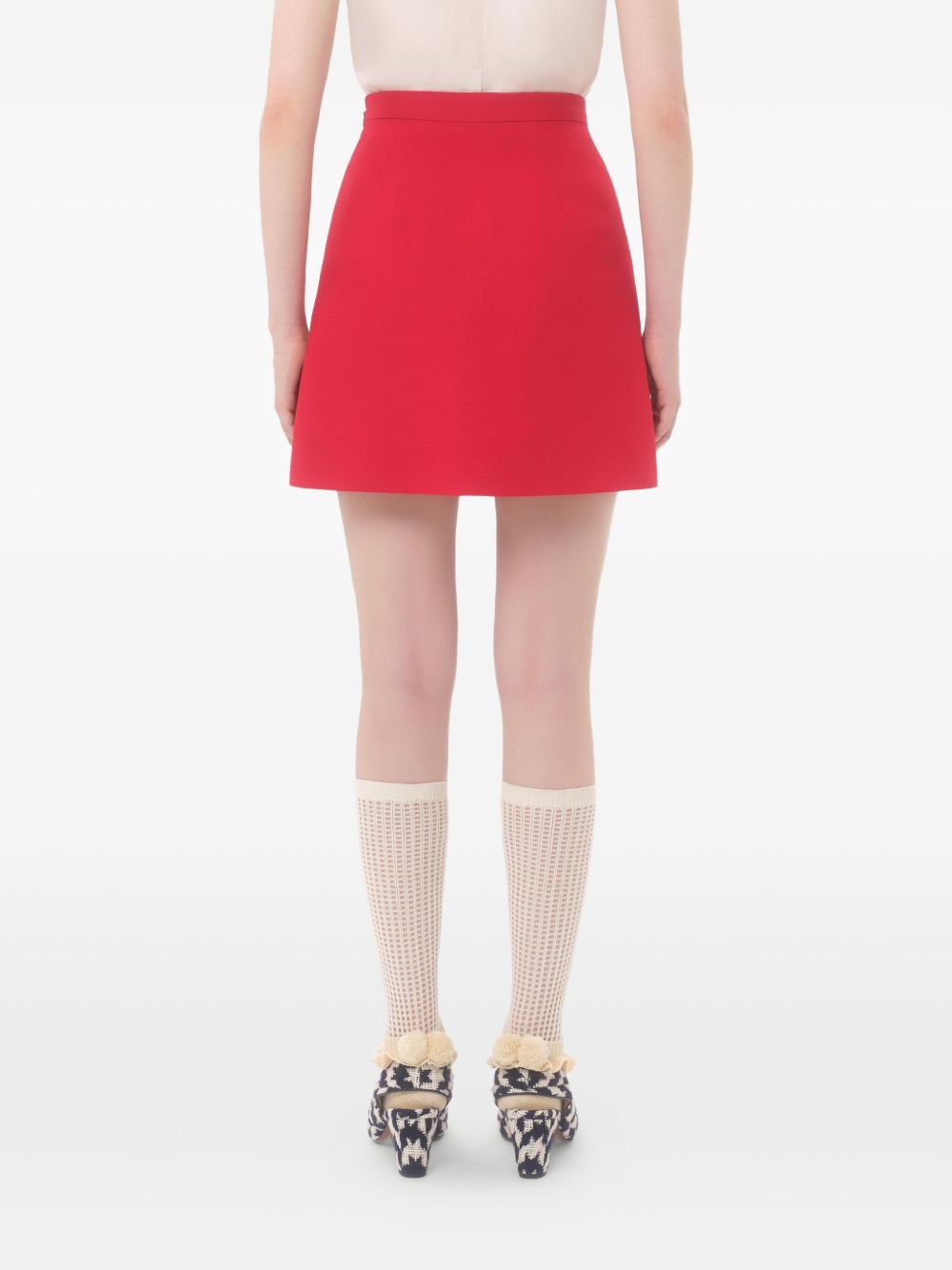 Valentino Crepe Couture Wool and Silk Skirt Red