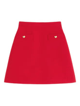 Valentino Crepe Couture Wool and Silk Skirt Red