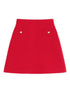 Valentino Crepe Couture Wool and Silk Skirt Red