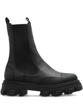 Ganni Chelsea Mid Silk and Nylon Leather Boots Black