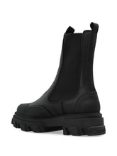 Ganni Chelsea Mid Silk and Nylon Leather Boots Black